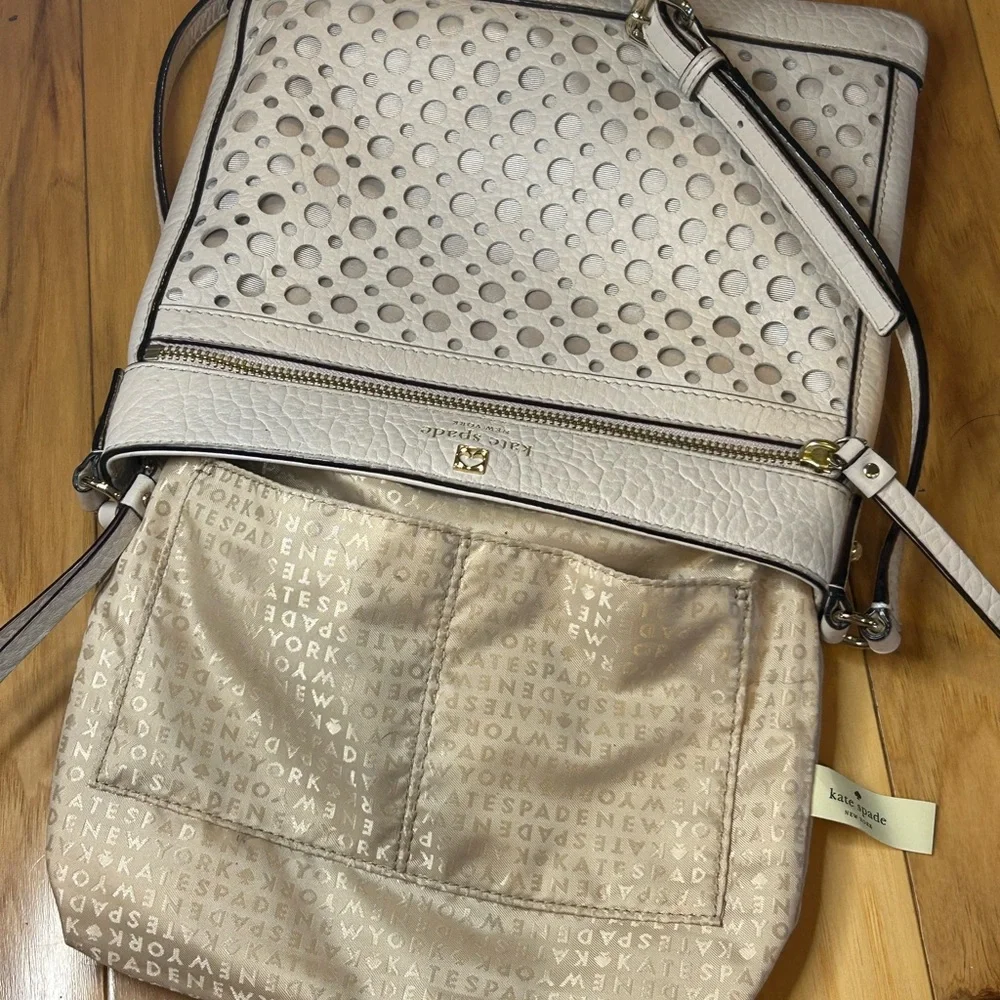 Kate Spade Perri Lane Reidy Bubbles Leather Tan Blush Crossbody Bag